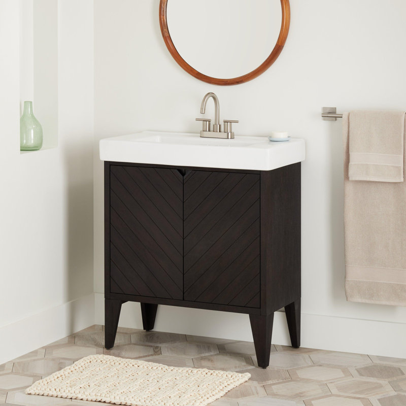 30" Fircrest Single Bathroom Vanity with Integral Sink, Charcoal