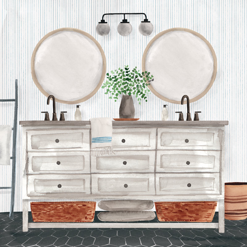 Farmhouse Bathroom - Wrapped Canvas Art Prints, 30cm H x 30cm W