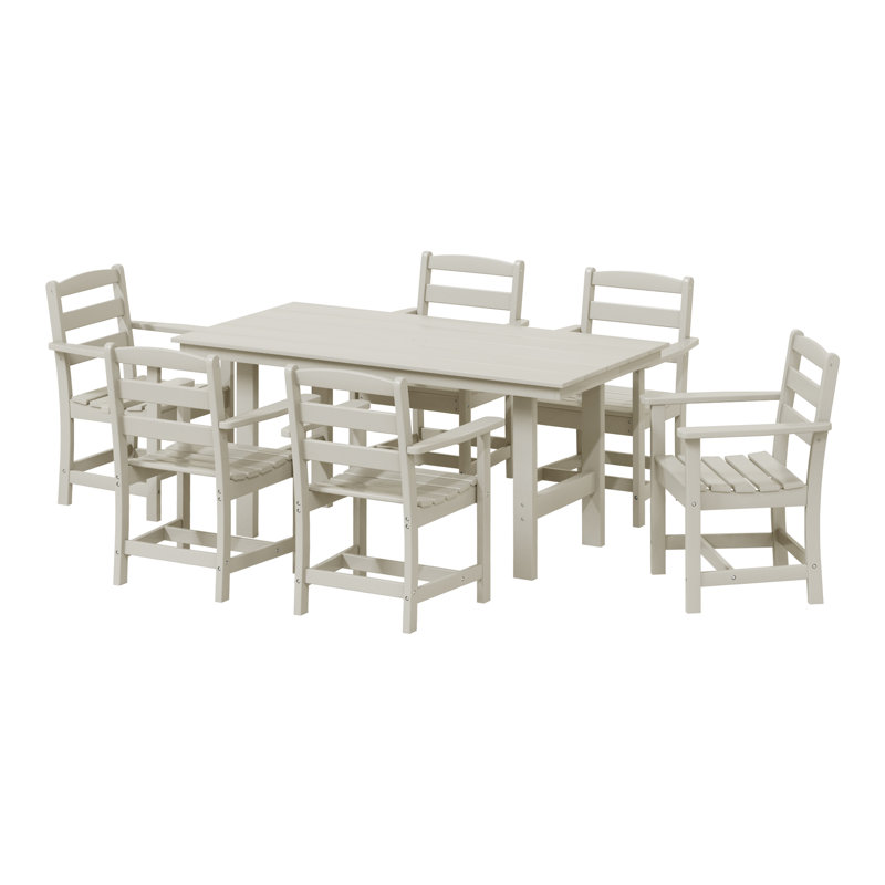 Ensemble de salle à manger 7 pièces avec accoudoirs, Beige
