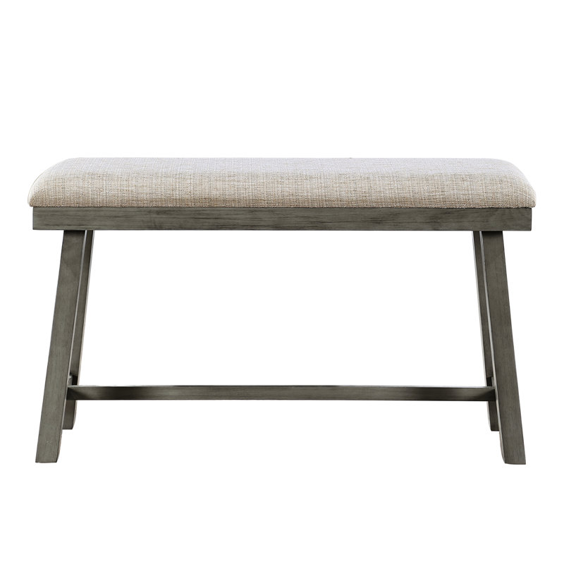 Gray Counter Height Bench For Casual Dining, Foam Seat Cushioned Dining Room