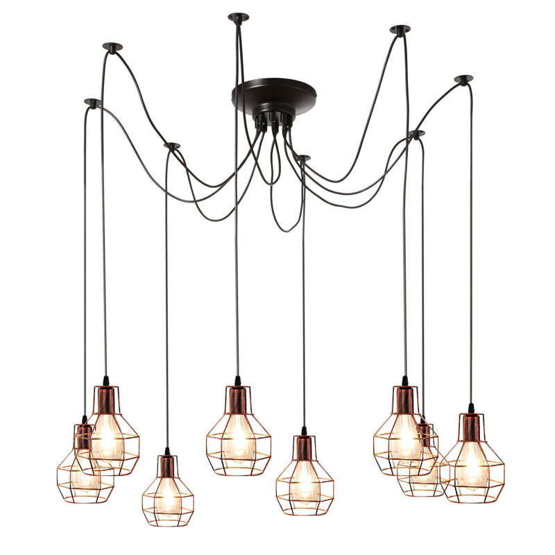 Seger 8 - Light Cluster Pendant, Rustic Red