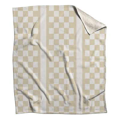 Beige Checkered Grid Blankets