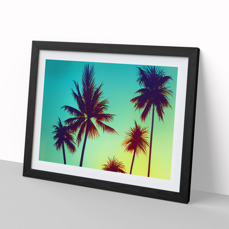 Stupendous Palm Trees - Single Picture Frame Print, Black, 46cm H x 64cm W x 2cm D
