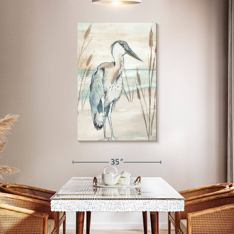 Brampt Heron By Beach Grass I, 48" H x 32" W