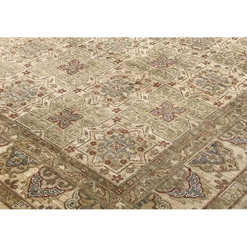 Tapis beige noué à la main de haute qualité