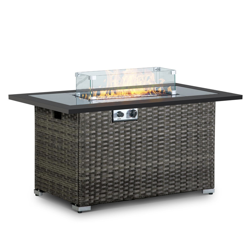 44'' W Propane Outdoor Fire Pit Table With Lid