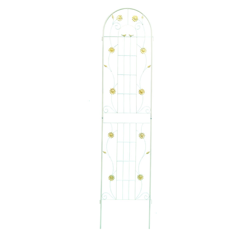 Treillis de jardin en métal 86,7 po x 19,7 po, blanc crème antirouille, pour la gloire du matin, support extérieur pour plantes grimpantes, treillis antirouille simple 86,7 po x 19,7 po, roses, structure de plante, marches
