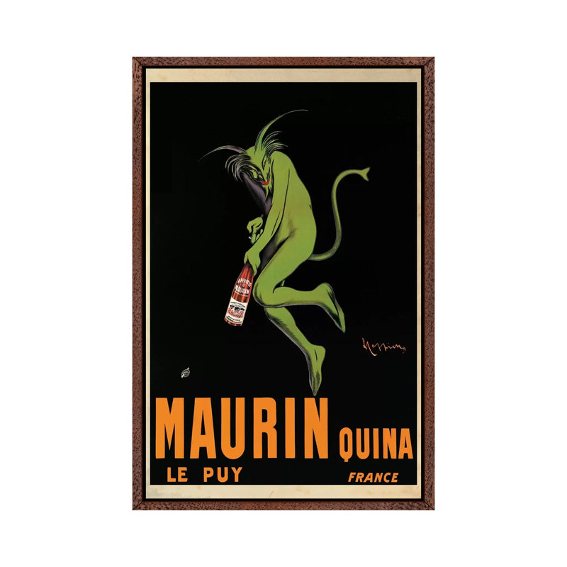 Maurin Quina, 1920 Ca by Leonetto Cappiello - Print on Canvas, 66.04 cm H x 45.72 cm W, Classic Brown Wood Framed