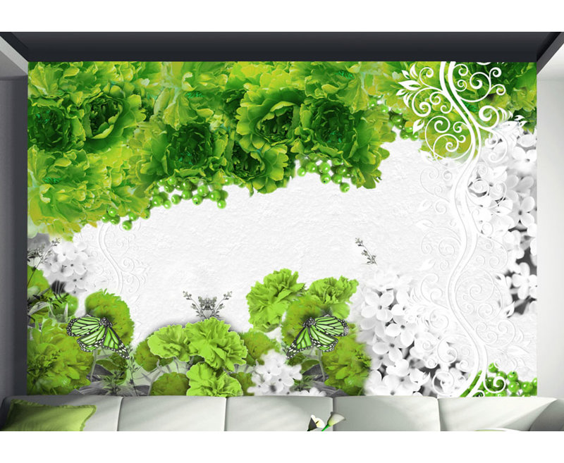 Colours of Spring 2.45m x 350cm Wallpaper, 280 cm L x 400 cm W, Grün