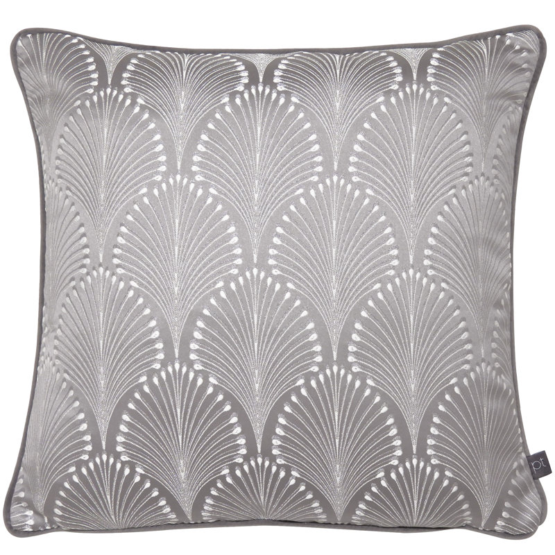 Boudoir Geometric Square Cushion, Silver, Feather