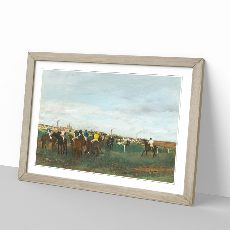 The Horse Races by Edgar Degas - Picture Frame Painting, 27cm H x 36cm W x 2cm D, Oak