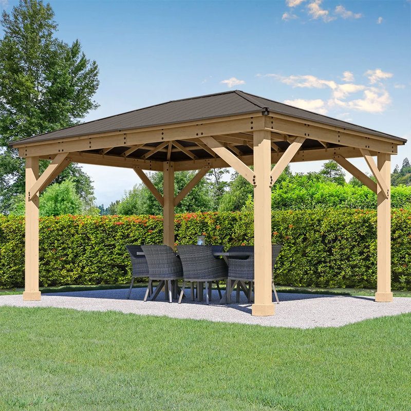 Amnah 5m x 4m Solid Wood Patio Gazebo