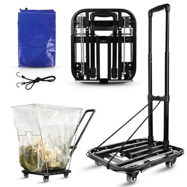 TOBEBEGO 2-in-1 Cart Foldable Trash Bag Holder, Leaf Bag Holder