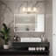 3 lumières 23 po Luminaire de meuble-lavabo en nickel brossé avec abat-jour en verre blanc