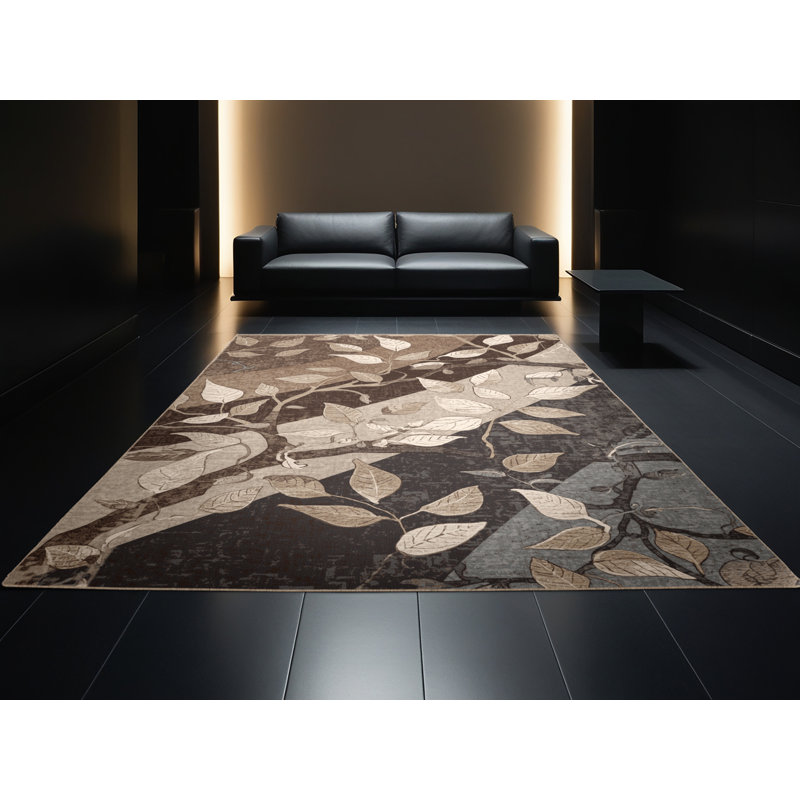 Tapis oriental classique brun / beige lavable à la machine Orlandra Laurel, 2 x 3