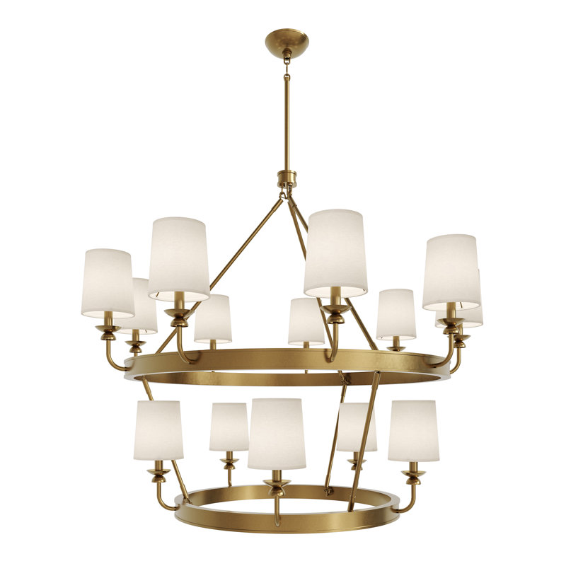 William Chandelier - 14-Light Lacquered Burnished Brass, Lacquered Burnished Brass