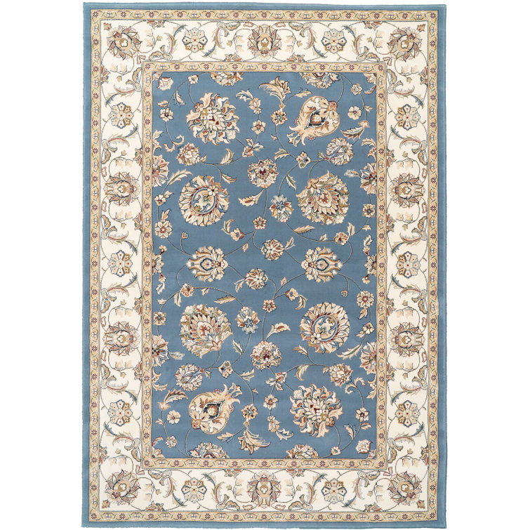 Tapis oriental bleu / ivoire