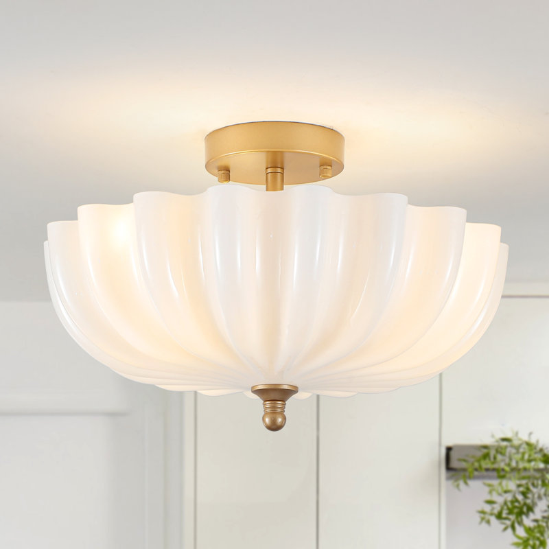 Plafonnier semi-encastré 3 lumières 15,74 po, Doré