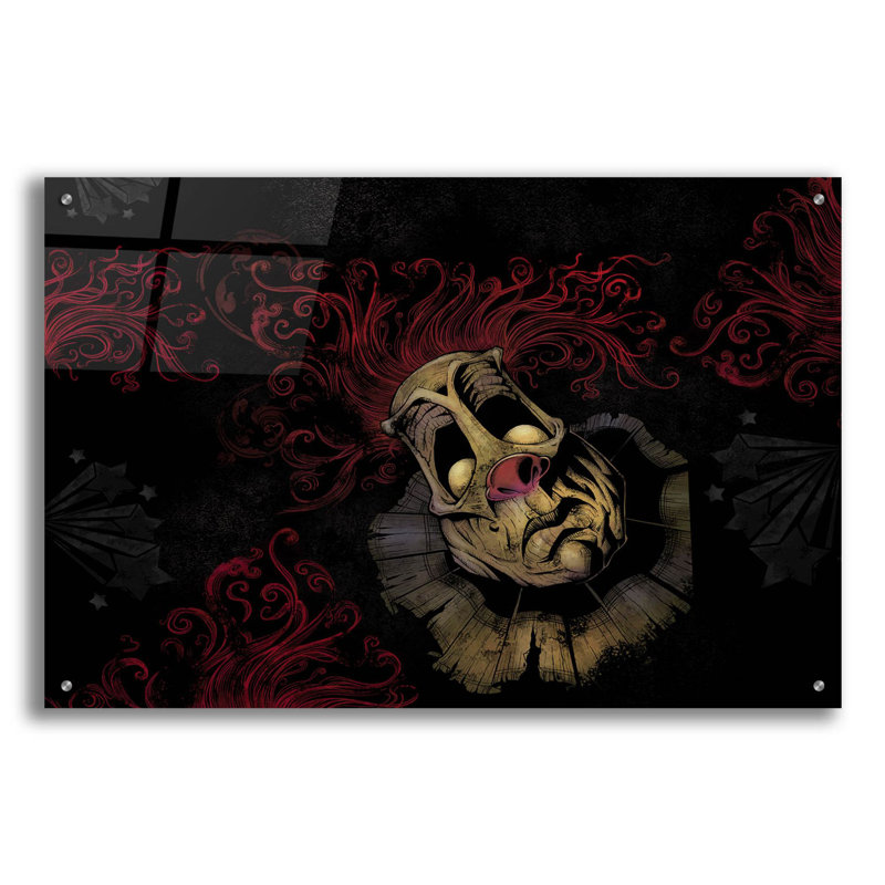 Rageon clown foncé sur plastique / acrylique par Flyland Designs Print, H 24 po x l 36 po x P 0,2 po