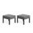 Set Of 2,  22” All-Weather Metal Patio Ottomans Thick Gray Cushions & Gray Frame-1339388315