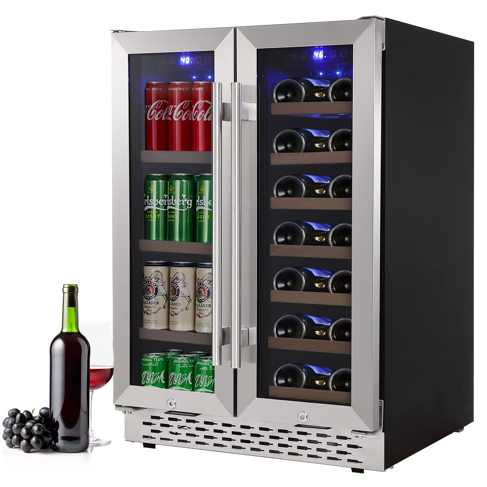 BODEGAcooler 24 Wine and Beverage Cooler Dual Zone 19 Bottles and 57 Cans