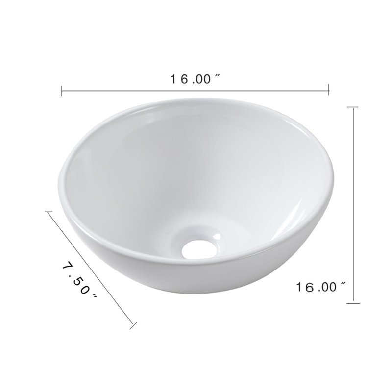 Lavabo de salle de bain vasque en céramique blanche 16 po x 16 po