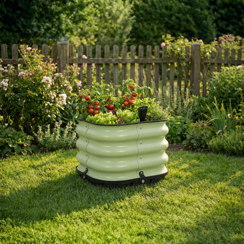  Galvanized Self-Watering Planter Box, Green