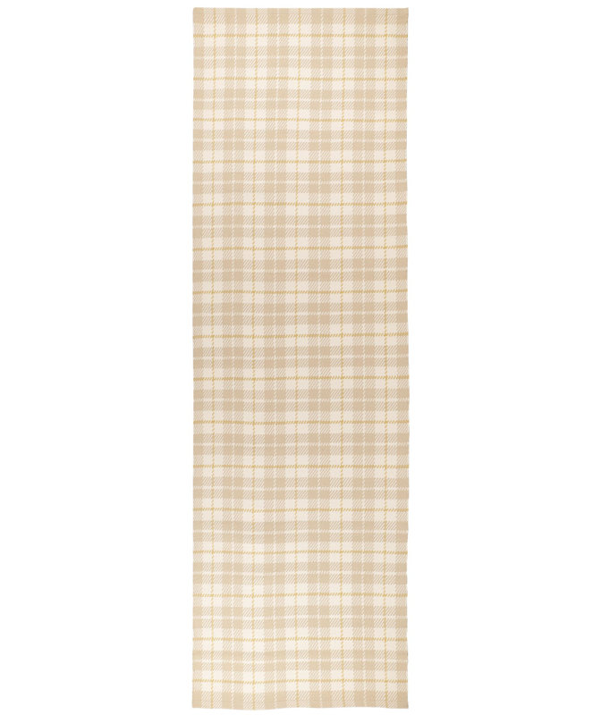 Lakeville Plaid Khaki Handwoven Indoor/Outdoor Rug, Runner 2'6" x 8'