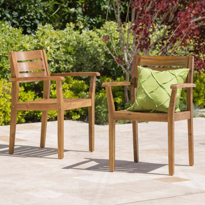 Set Of 2 Acacia Wood Patio Armchair
