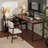 Dark-walnut L-Shaped Solid Wood desk-127544646-127544650