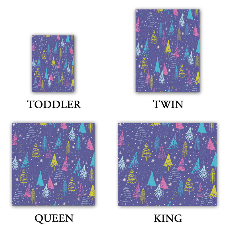 Ensemble de housse de couette christmas town trees, 1 housse de couette grand + 2 taies standards