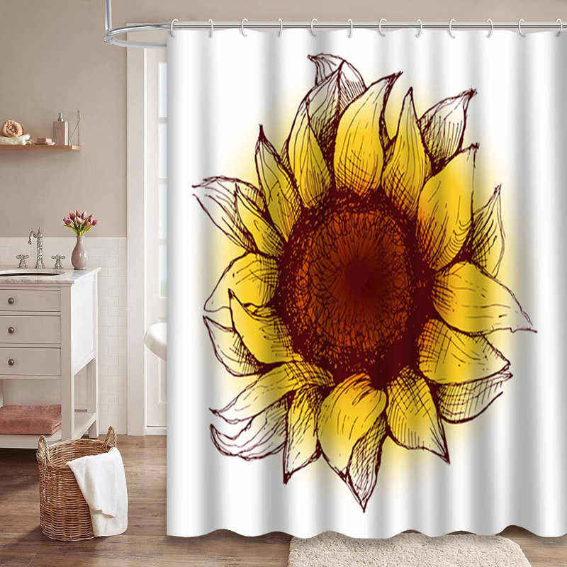 Rideau de douche imperméable à motif floral avec 12 crochets, L 72 po x l 78 po