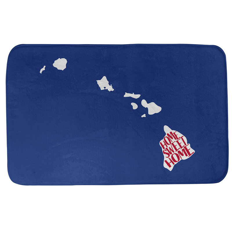 Tapis rectangulaire antidérapant pour salle de bain, L 17 po x L 21 po, Noir, Home Sweet Home Hawaii