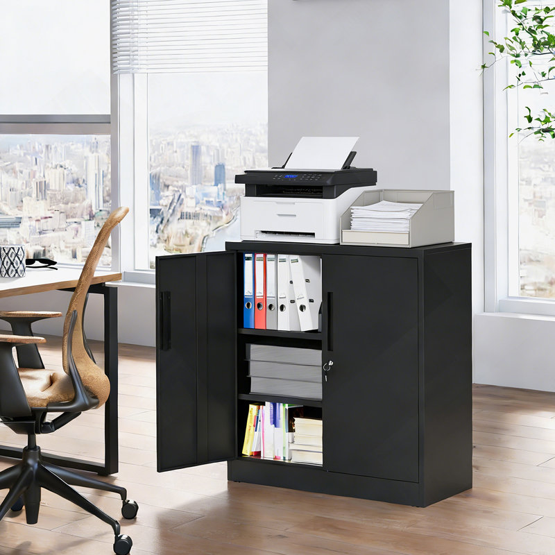 Heavy-Duty Metal Storage Cabinet With Lock, Adjustable Shelves, And 3-Point Security For Garage, Office, Or Home Use.