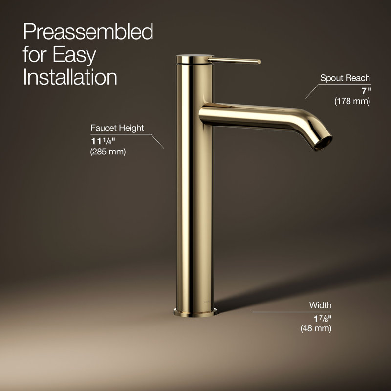 Components Single-Handle Bathroom Sink Faucet, Vibrant French Gold
