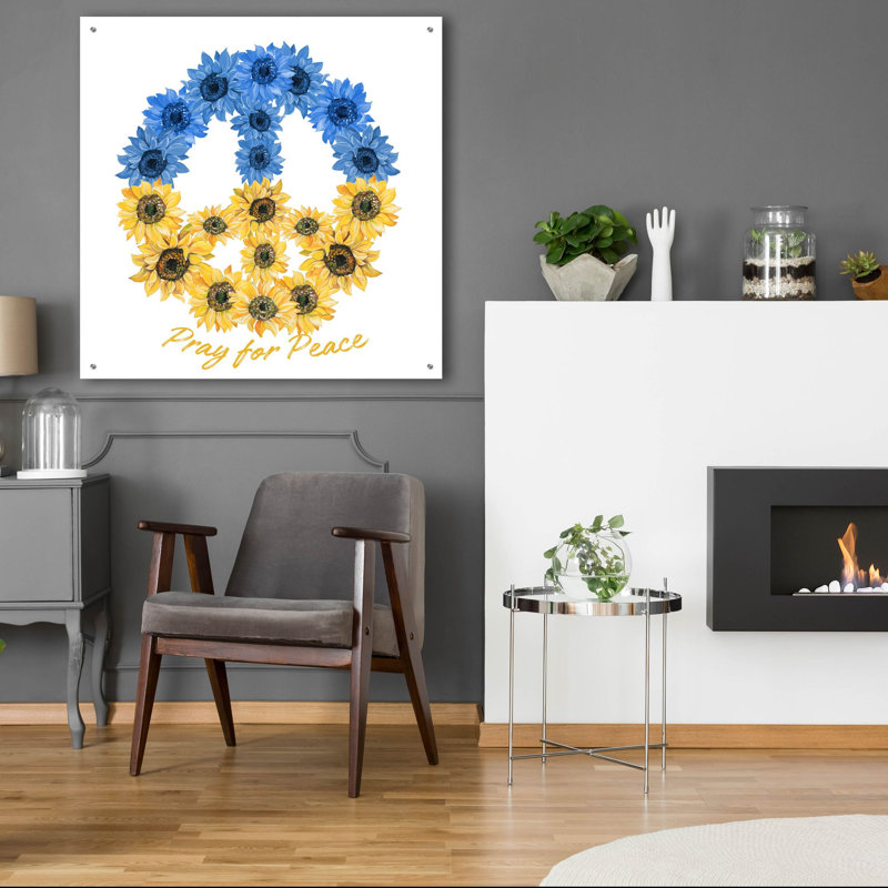 «Pray For Peace» par Jean Plout, art mural en verre acrylique, H 36 po x l 36 po x P 0,2 po