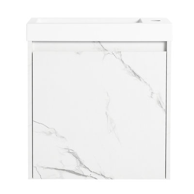 Meuble-lavabo moderne avec lavabo en résine et porte à fermeture en douceur