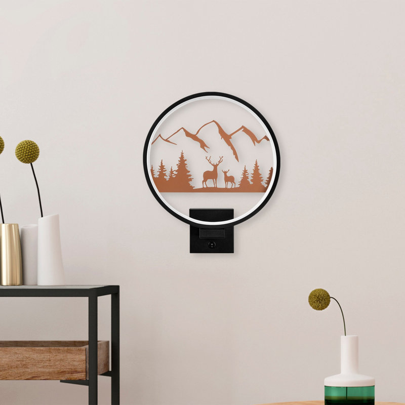 Stylish Wall Lamp, Black & Copper, 11.8 x 14.2 x 3.9 inches | 100% Metal Construction, IP 44 Rated | On/Off Switch, 6.6 ft Cable | Perfect for Glam, Animal, Scenic & Holiday Decor | Max 12W Light