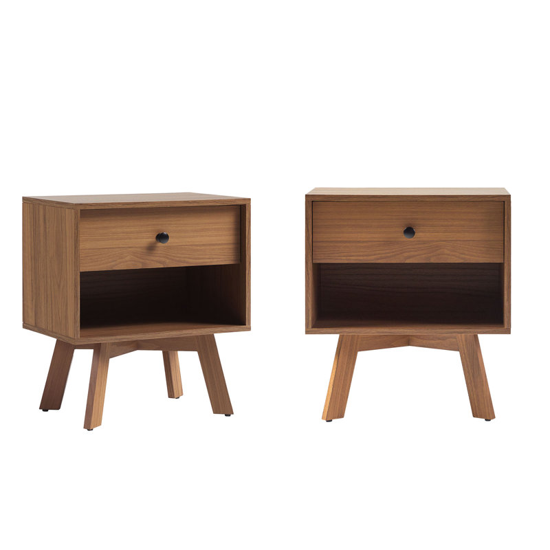 Tables de chevet à 1 tiroir avec compartiment de rangement Bradgate, Moka