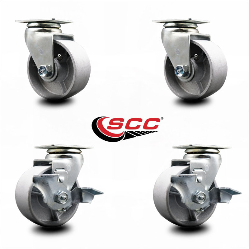 Ensemble de roulettes pour boîte à outils - Roulettes pivotantes en fonte semi-acier de 4 pouces - SCC