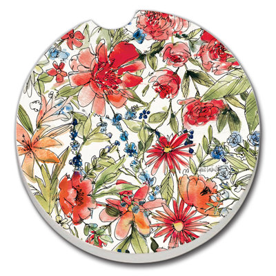 Americana Mood Floral Single Absorbent Stone Car Coaster