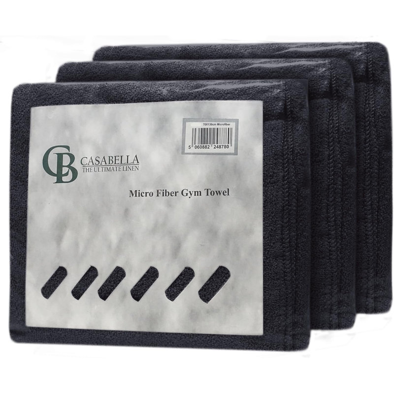 Microfiber Fast Drying Bath Towel, Black, 3