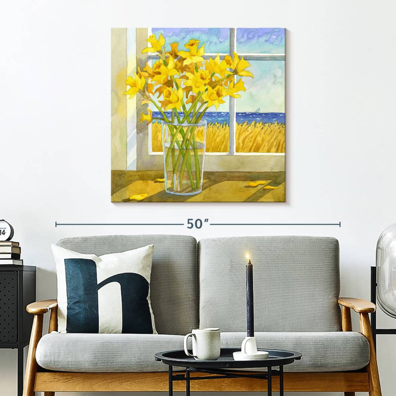 Jonquilles Harnek dans la fenêtre, H 30 po x l 30 po