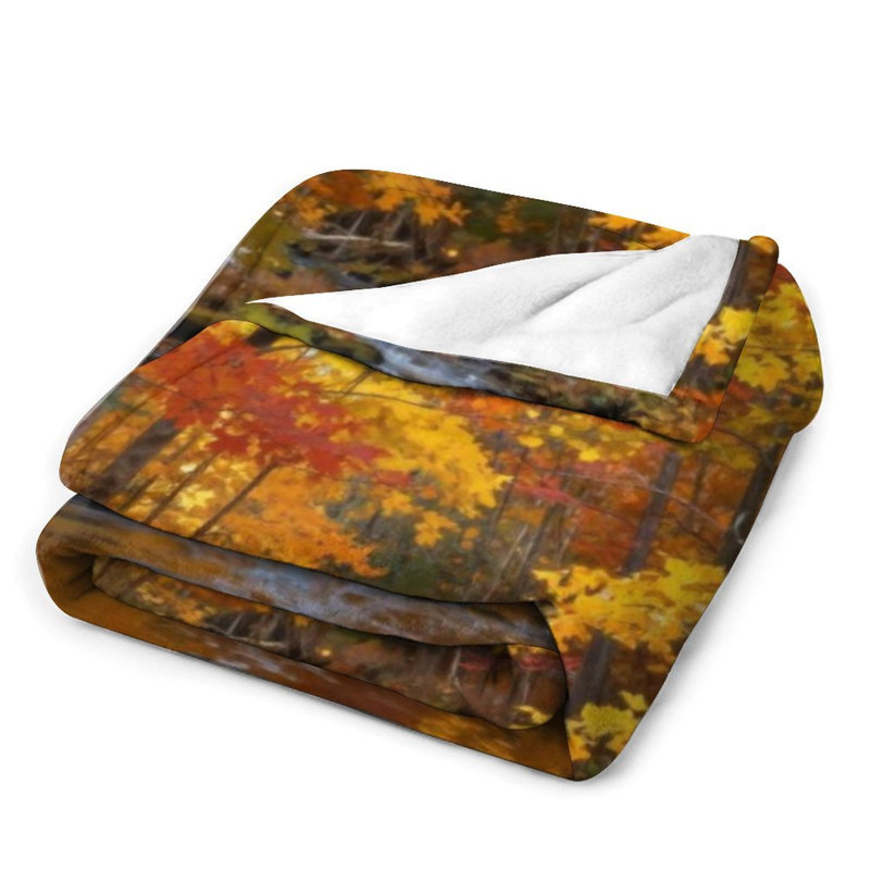 Jeté en flanelle rouge d'automne rouge, couverture douce et chaude pour le canapé-lit du salon, 50 x 60 po