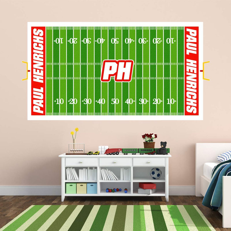 Adhésif décoratif champ de football personnalisé, 12 po x 24 po, Rouge