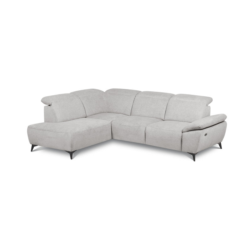 Relaxio Stylish Corner Sofa with Power Reclining & Multi Position Headrests & Adjustable Armrest, Left Hand Facing, Grey