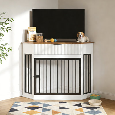 Meuble d'angle pour cage d'angle avec tiroir cannelé
