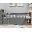 Cadre de lit simple avec rangement 4 tiroirs, cadre de lit en bois pour enfants, lit plateforme simple avec tête de lit garde-corps et échelle, aucun sommier requis, assemblage facile, gris