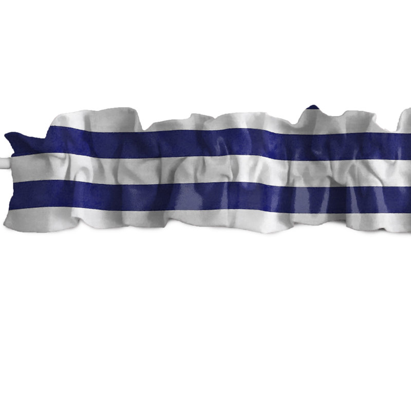 Cantonnière rayée en mélange de coton, L 120 po x L 9 po, Bleu marine