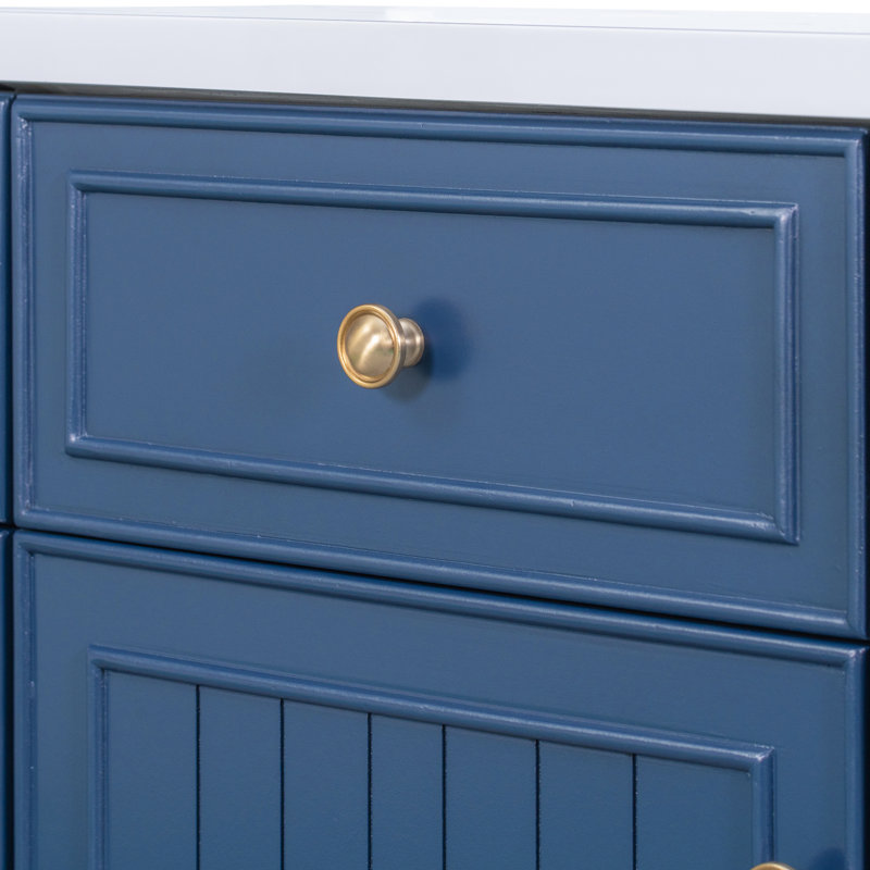 Meuble-lavabo simple 36 po avec comptoir, Or, Bleu marine